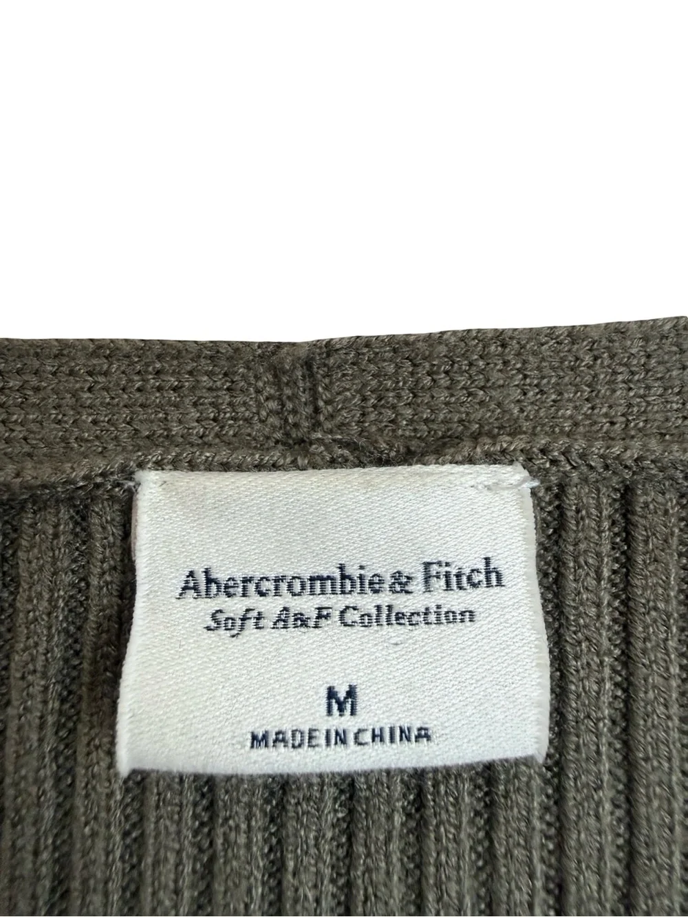 Abercrombie & Fitch Olive Green Ribbed Button Front Maxi Dress M